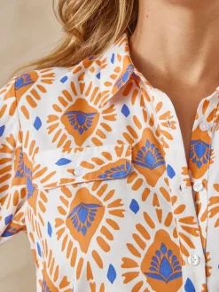 Chemisier tunique manches retroussables