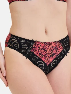 Culotte microfibre imprimée et dentelle