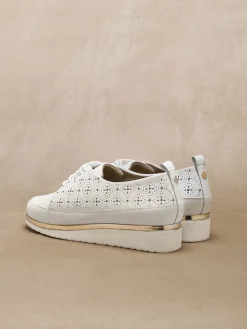 Derbies compensés cuir perforé