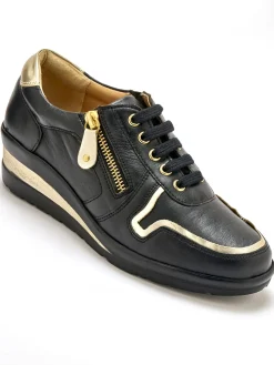 Derbies détails métallisés zip et lacets