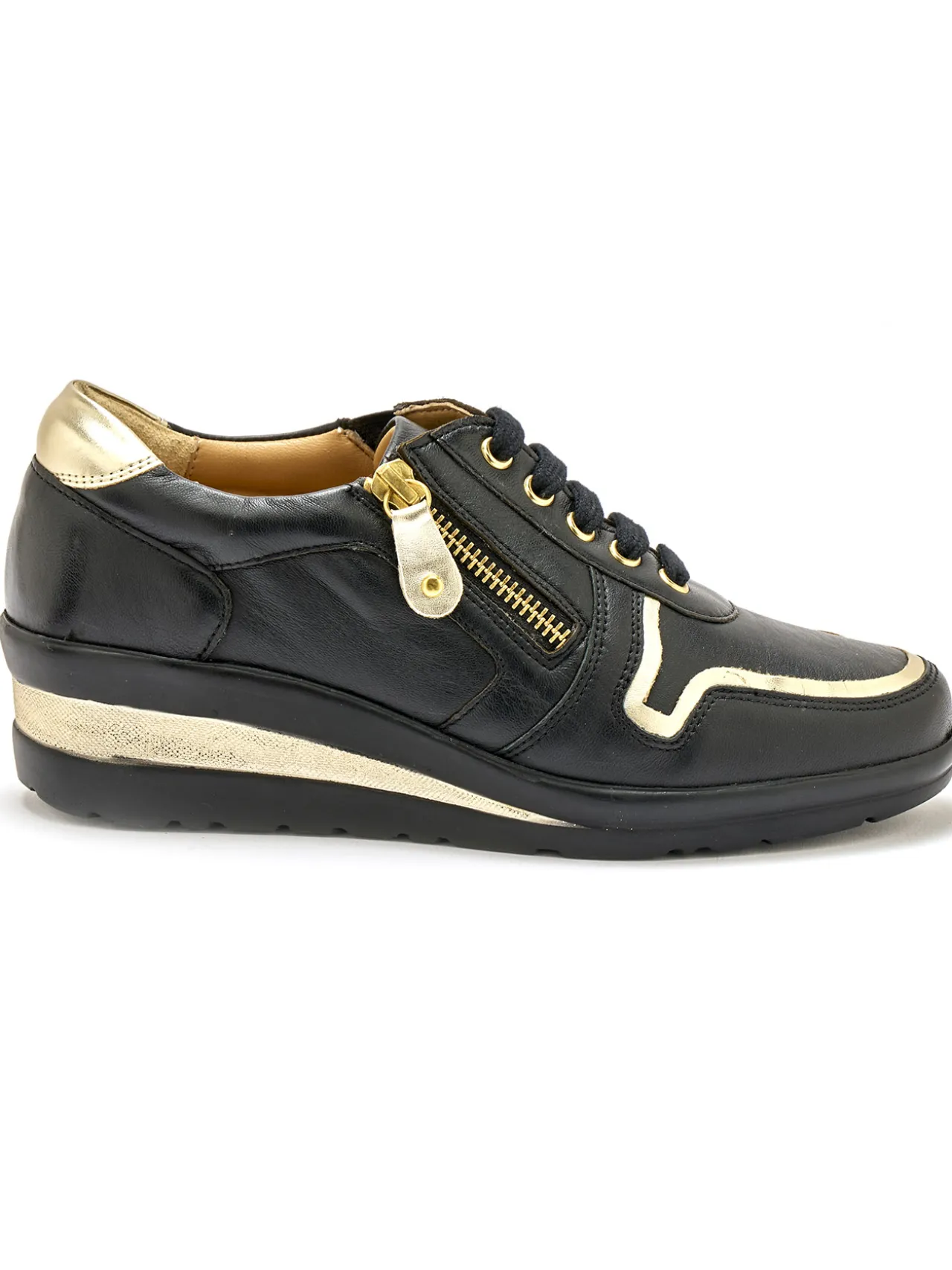 Derbies détails métallisés zip et lacets