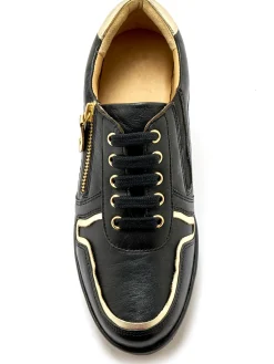 Derbies détails métallisés zip et lacets