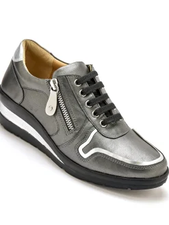 Derbies détails métallisés zip et lacets