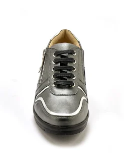 Derbies détails métallisés zip et lacets