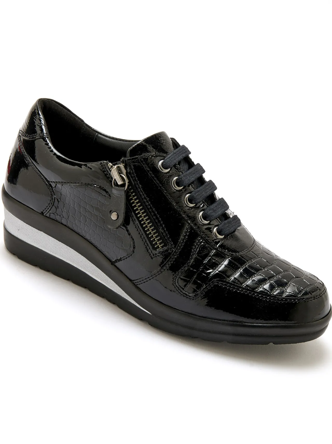 Derbies détails métallisés zip et lacets