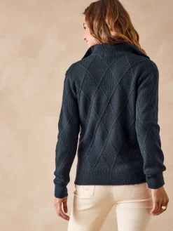 Gilet géométrique col camionneur zippé