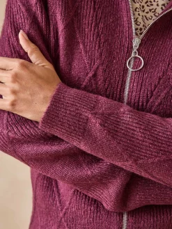 Gilet géométrique col camionneur zippé