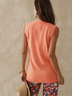 Gilet sans manches point ajouré