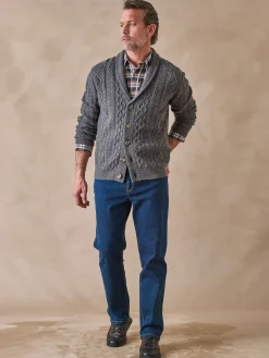 Gilet torsadé col châle avec laine