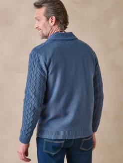 Gilet torsadé col châle avec laine