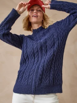 Gilet zippé col montant avec laine