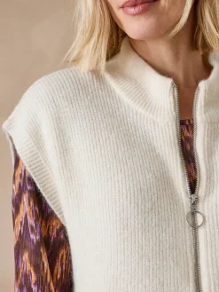 Gilet zippé sans manches côtes anglaises