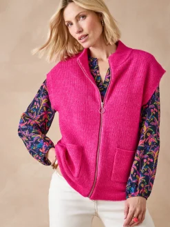 Gilet zippé sans manches côtes anglaises