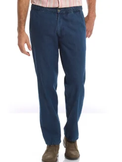 Jean droit pur coton taille élastiquée