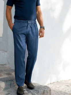 Jean droit pur coton taille élastiquée