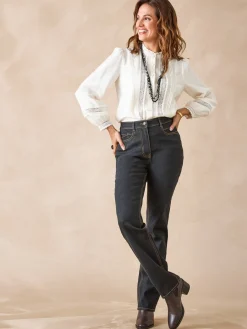 Jean droit taille haute stretch