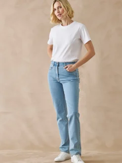 Jean droit taille haute stretch