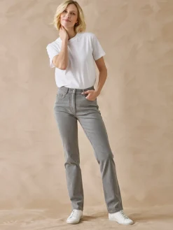 Jean droit taille haute stretch