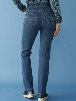 Jean droit taille haute stretch