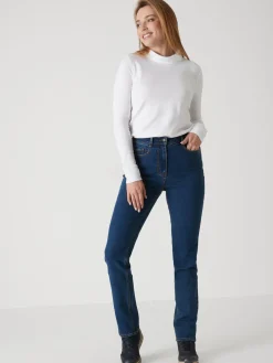 Jean droit taille haute stretch