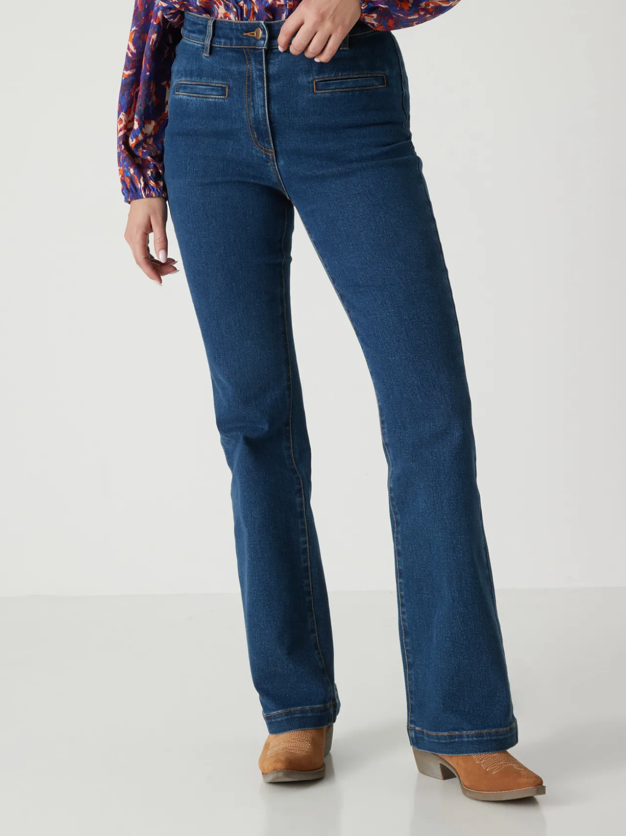 Jean élastiqué bas évasé stature -1.60 m