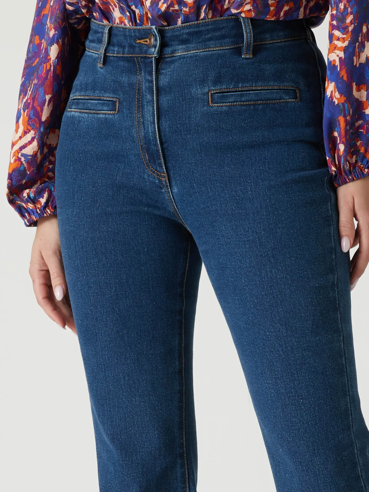 Jean élastiqué bas évasé stature -1.60 m