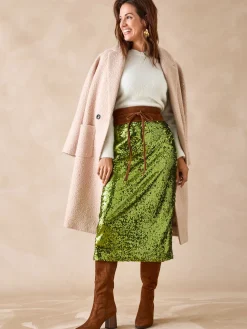 Jupe droite à sequins