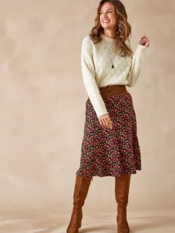 Jupe en maille, entièrement élastiquée