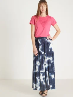 Jupe élastiquée tie and dye à volants