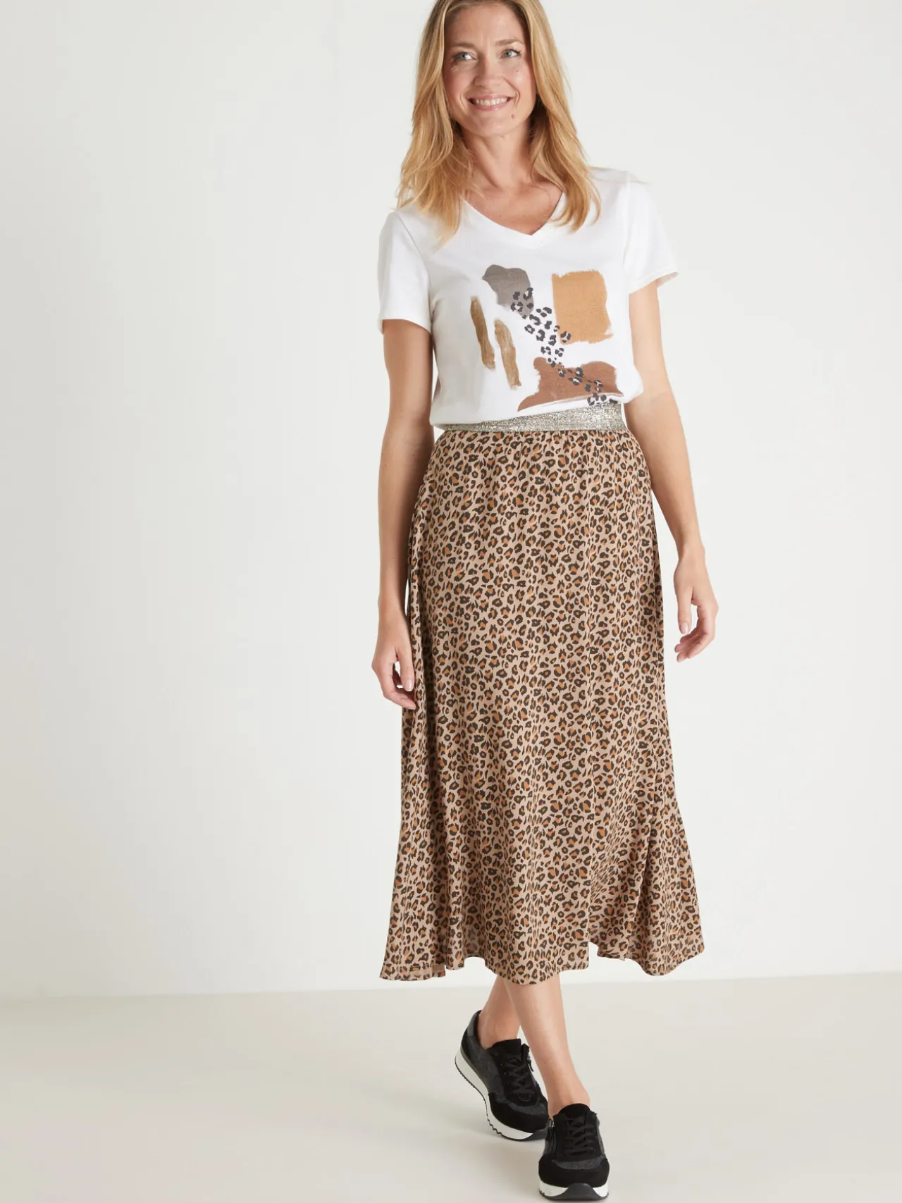 Jupe longue entièrement élastiquée