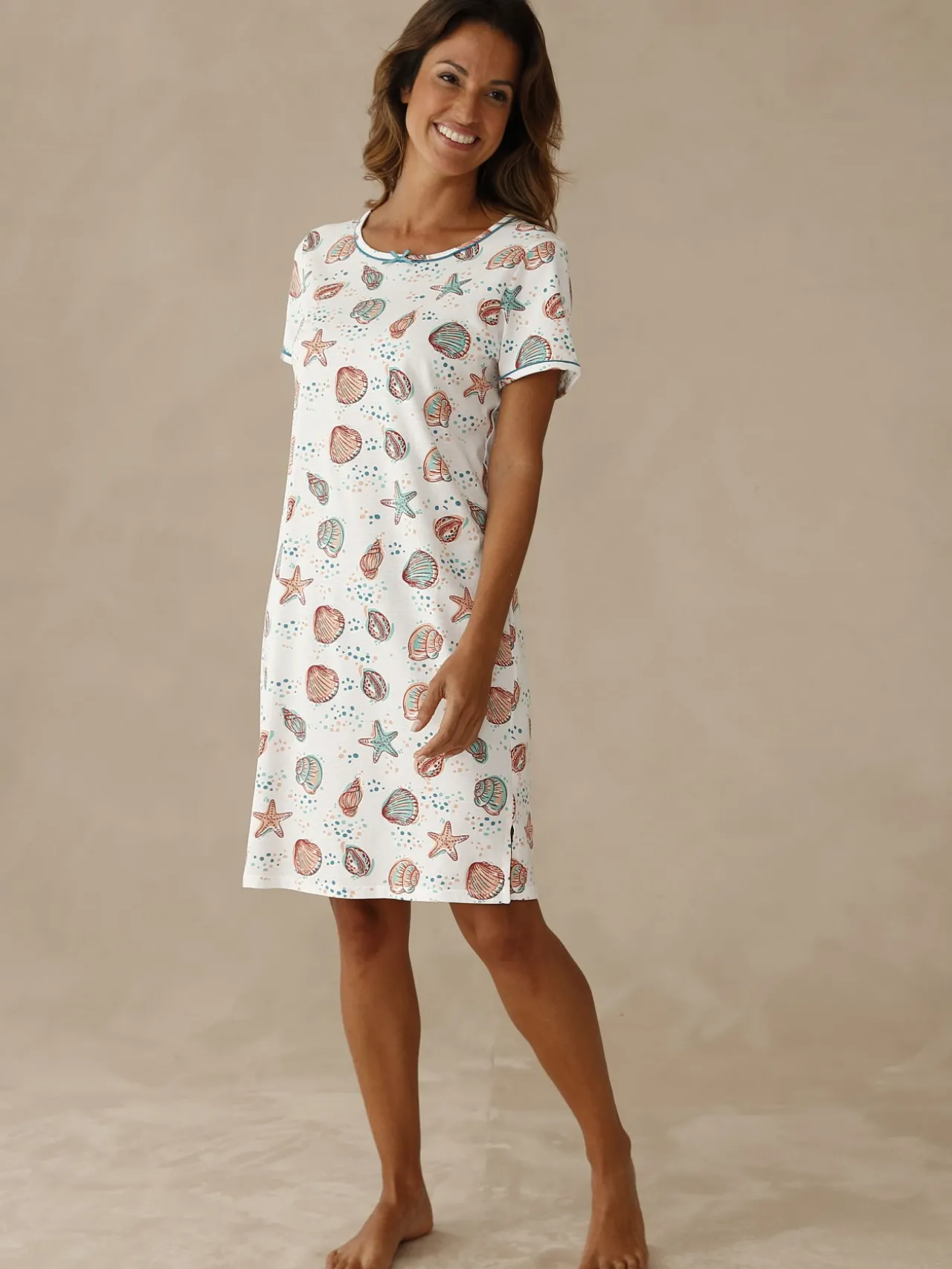 Lot de 2 chemises de nuit courtes coton