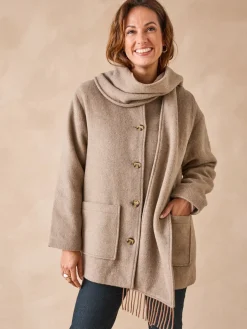 Manteau avec laine et écharpe amovible