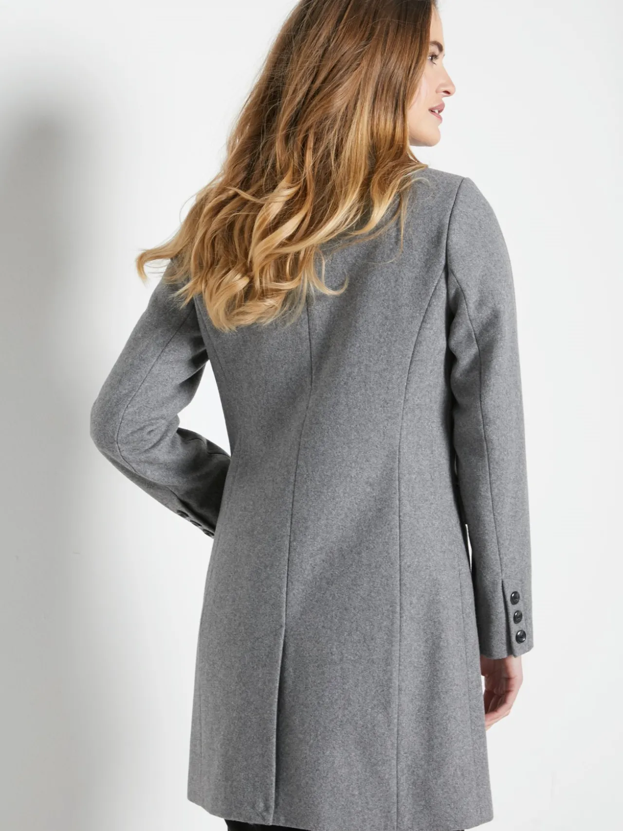 Manteau coupe droite en drap de laine