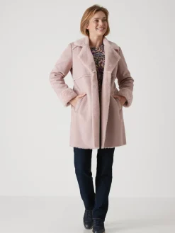 Manteau mi-long peau lainée