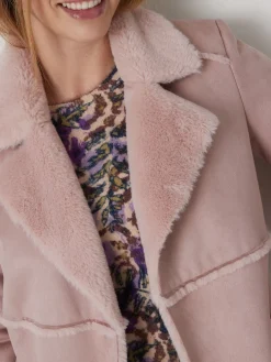 Manteau mi-long peau lainée