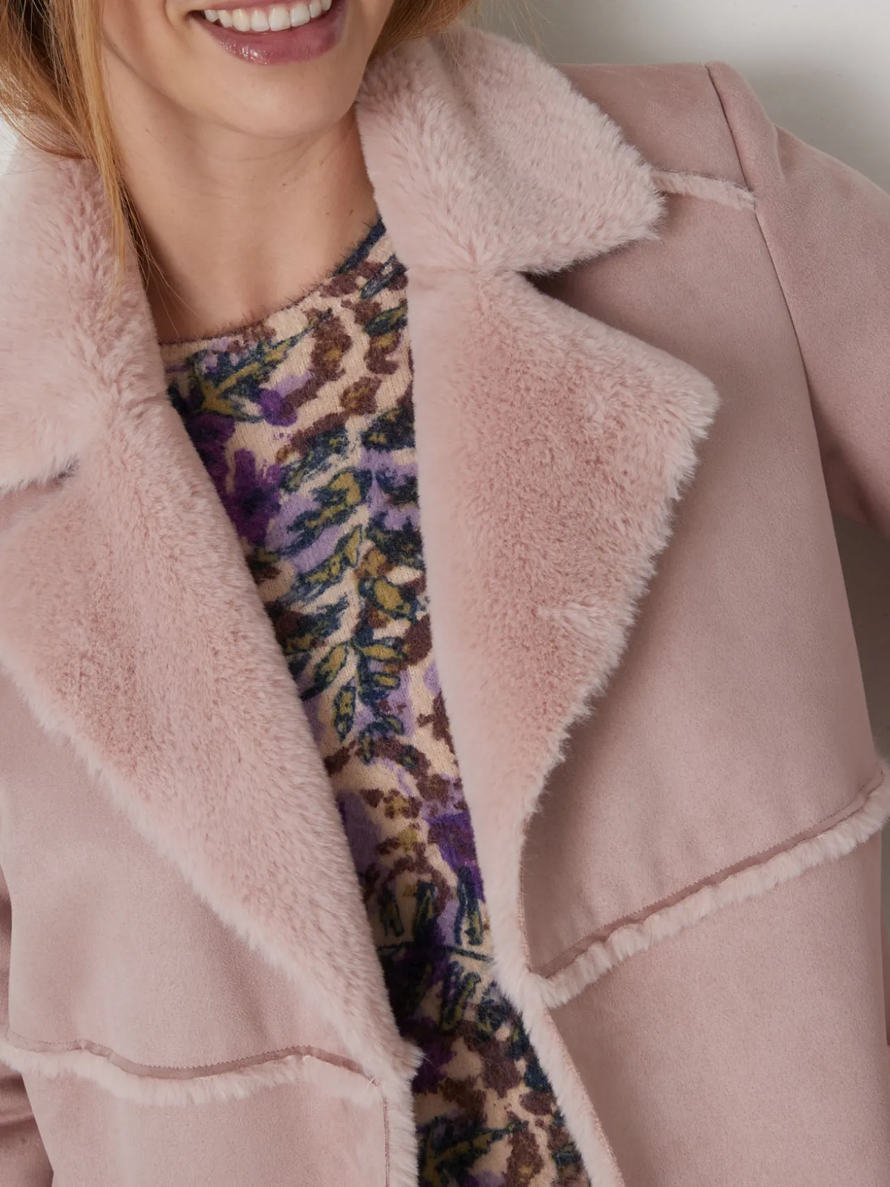 Manteau mi-long peau lainée