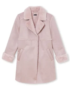 Manteau mi-long peau lainée