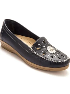 Mocassins ajourés grande largeur