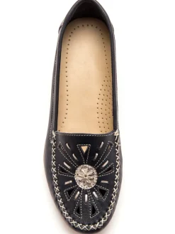 Mocassins ajourés grande largeur