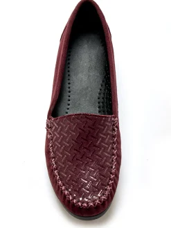 Mocassins cuir velours grande largeur