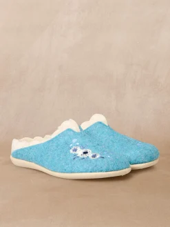 Mules broderies fleurs semelle amovible