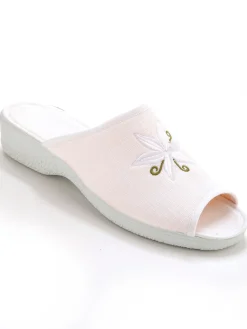 Mules brodées doublure éponge