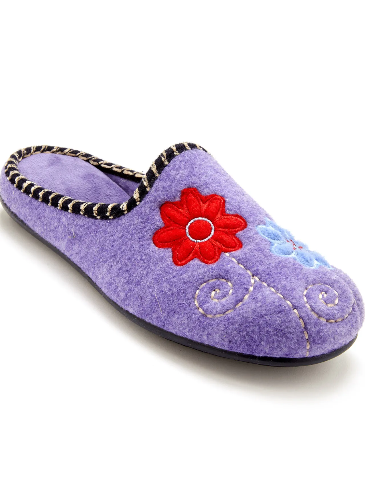 Mules brodées grande largeur