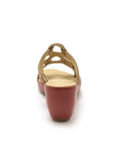 Mules en cuir à talon compensé