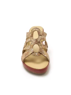 Mules en cuir à talon compensé