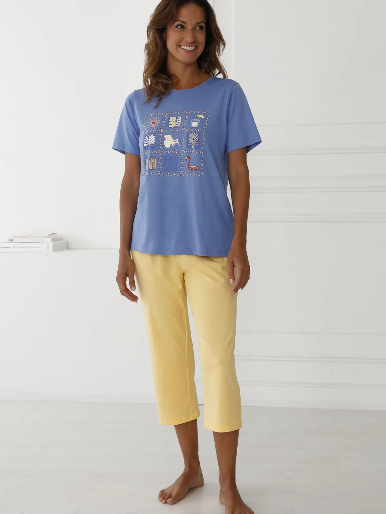 Pantacourt de pyjama jersey pur coton