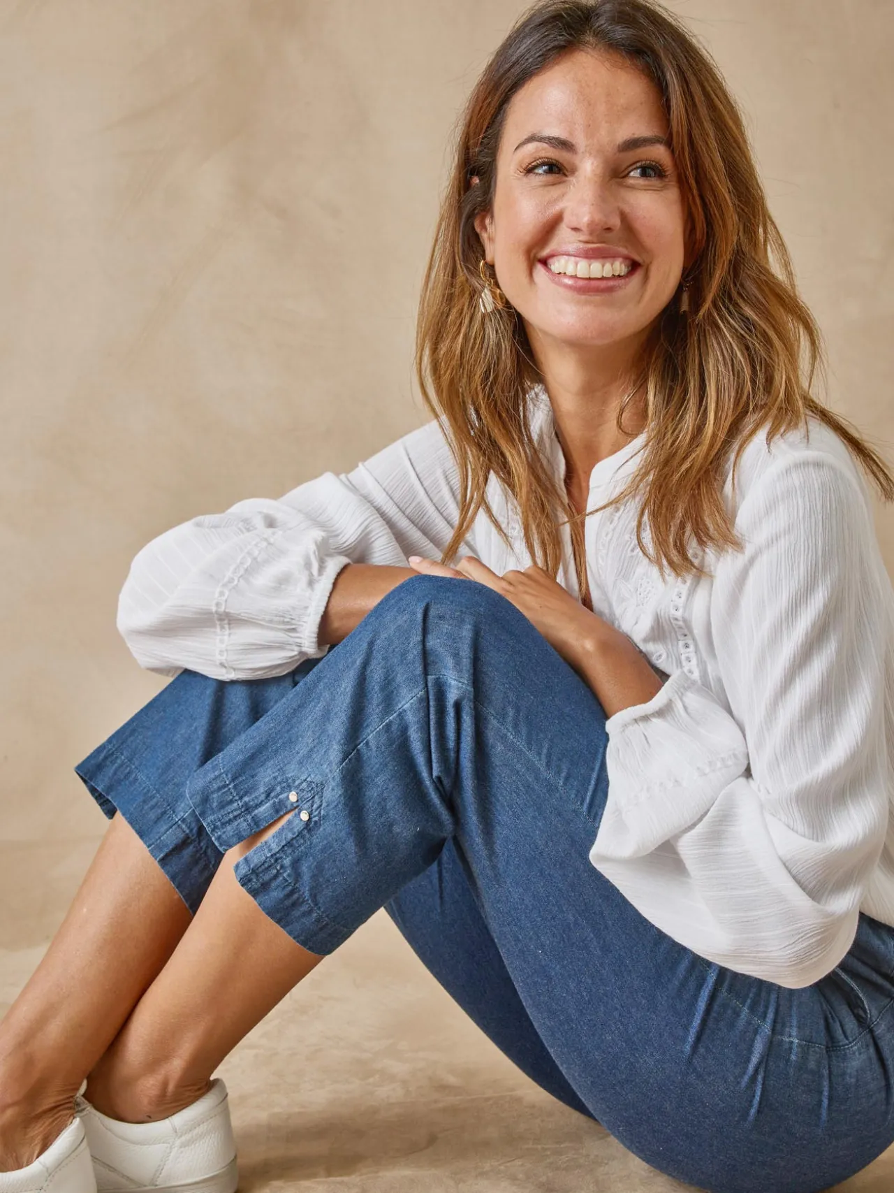 Pantacourt élastiqué en chambray