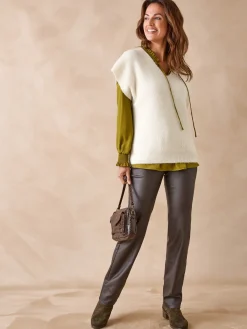 Pantalon enduit taille haute