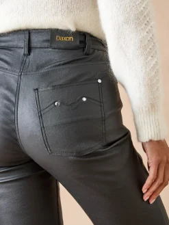 Pantalon enduit taille haute