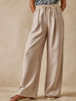 Pantalon large aspect froissé